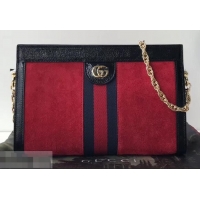 Good Product Gucci Structured Shape Web Ophidia Small Shoulder Bag 503877 Suede Red 2019