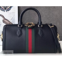 Low Price Gucci Web Ophidia Medium Top Handle Bag 524532 Leather Black 2019