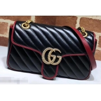 Promotional Gucci Diagonal GG Marmont Small Shoulder Bag 443497 Black 2019 
