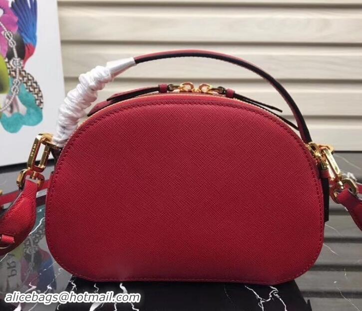 Charming Prada Round Odette Saffiano Leather Bag 1BH123 Red 2019
