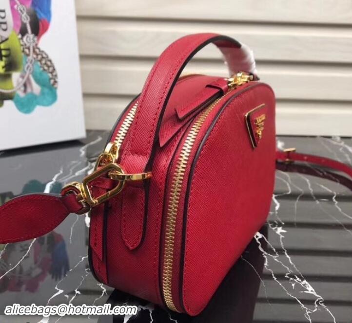 Charming Prada Round Odette Saffiano Leather Bag 1BH123 Red 2019