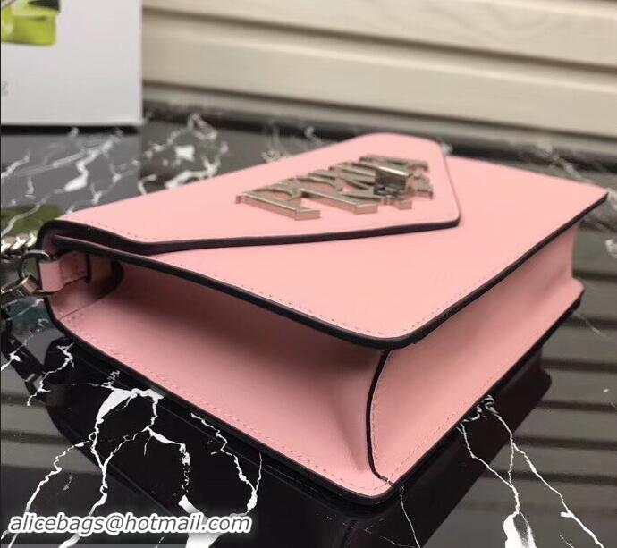 Low Cost Prada Macro Logo Leather Crossbody Bag 1BD097 Pink 2019