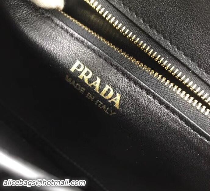 Luxury Prada Belle Leather Shoulder Bag 1BD188 Black/White/Red 2019