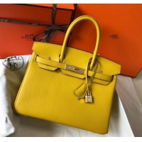 Perfect Hermes Birkin 30 Bag In Leather with Gold/Silver Hardware 630116 yellow