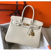 Discount Hermes Birkin 30 Bag In Leather with Gold/Silver Hardware 630116 off white