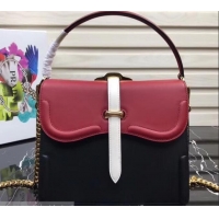 Popular Prada Belle Leather Shoulder Tote Bag 1BN004 Red/Black/White 2019