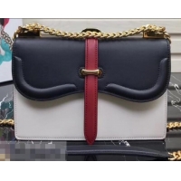 Luxury Prada Belle Leather Shoulder Bag 1BD188 Black/White/Red 2019