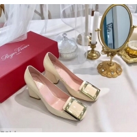 Purchase Cheap Roger Vivier Heel 8.5cm Patent Leather metal Buckle Pumps R8904 White 2019