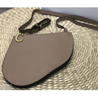 Good Quality Dior Grained Calfskin Saddle Zipped Clutch Bag 170206 Nude 2019