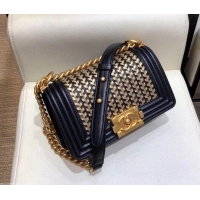 Grade Chanel Metallic Boy Small Flap Bag A945017 Black/Gold
