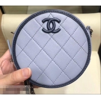 Fashion Chanel Lambskin Round Clutch With Chain Bag AP0060 Light Gray 2019