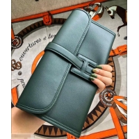 Luxury Hermes Jige Elan 29 Swift Clutch Bag H945111 dark green