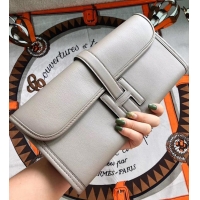 Classic Hermes Jige Elan 29 Swift Clutch Bag H945111 pearl gray