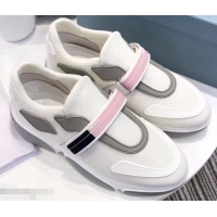 Design Prada Hook and Loop Fastener Strap Cloudbust Sneakers 709028 White/Pink 2019