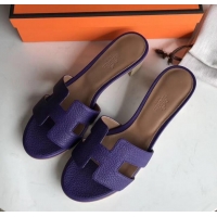 Best Product Hermes Heel 5cm Oasis Slipper Sandals in Togo Leather H701031 Purple