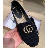 Top Quality Gucci Double G Crochet Espadrilles 525751 Black 2019