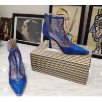 Most Popular jimmy choo 8cm heel Mesh Ankle Boots blue in patent leather A716022
