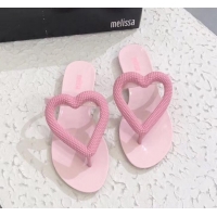 Promotion Melissa Loja Big Heart Chrome Flip Flops 716030 Pink 2019