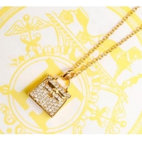 Charming Hermes Kelly Bag Pendant Necklace 721123 Gold