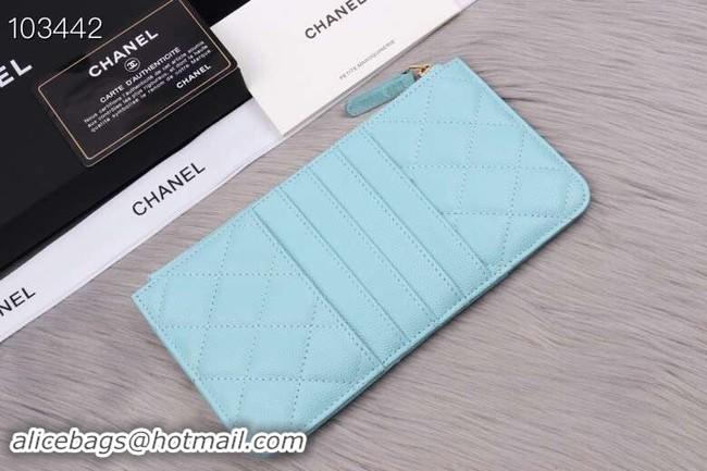 Fashion Chanel classic pouch Grained Calfskin& gold-Tone Metal A84402 light green