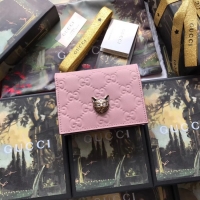 Low Price Gucci Signature card case with cat 548057 Pink