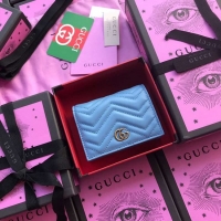 Most Popular Gucci GG Marmont card case 466492 light blue