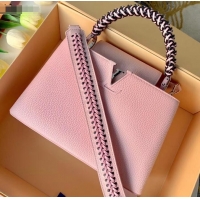 Durable Louis Vuitton Capucines PM Bag Braided Handle and Strap M55084 Pink