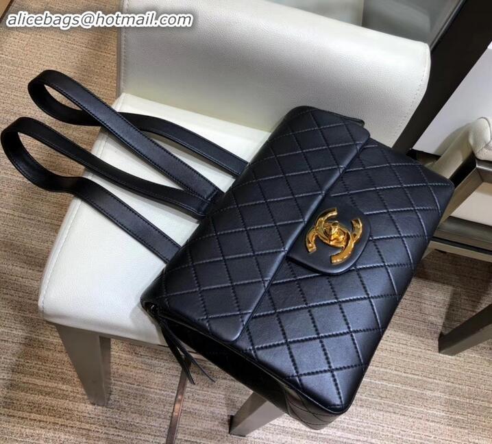 AAAAA Chanel Vintage Flap Backpack Bag CH090307 Black 2019