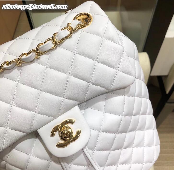 Pretty Style Chanel Quilting sheepskin Backpack Bag A91121 white with gold hardware