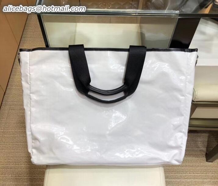 Fashion Chanel Mesh and PVC Shopping Tote Small Bag AS06689 White 2019