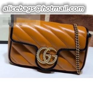 Lower Price Gucci Diagonal GG Marmont Super Mini Shoulder Bag 574969 Brown 2019