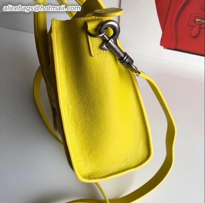 Grade Celine Nano Luggage Bag in Original Drummed Calfskin Yellow with Removable Shoulder Strap C090906