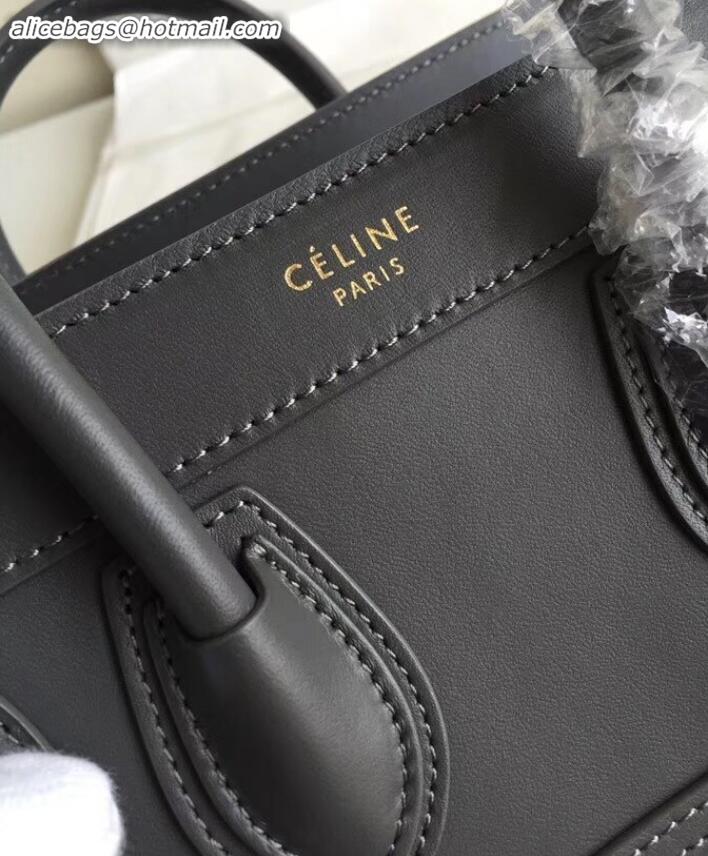 Best Price Celine Nano Luggage Bag in Original Smooth Calfskin Gray with Removable Shoulder Strap C090906