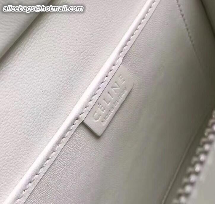 Good Quality Celine Nano Luggage Bag in Original Smooth Calfskin White/Stitch with Removable Shoulder Strap C090906