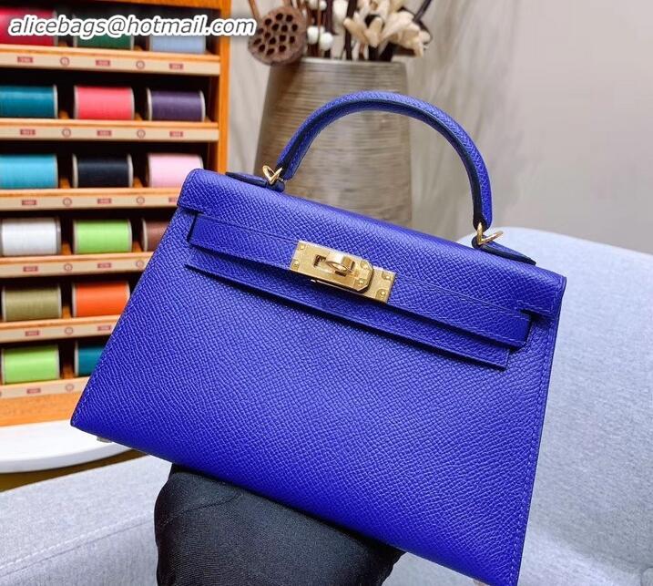 Perfect Hermes Mini Kelly II Bag in Original Epsom Leather H091413 Blue