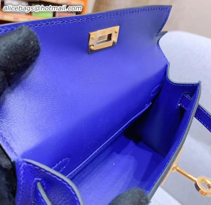 Perfect Hermes Mini Kelly II Bag in Original Epsom Leather H091413 Blue