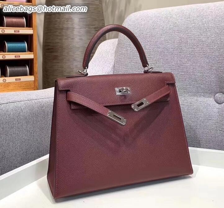 Discount Hermes Kelly 25cm Bag in Original Epsom Leather H091420 Burgundy