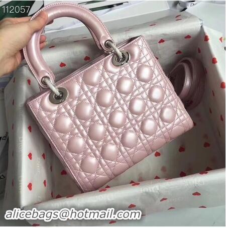 Discount LADY DIOR LAMBSKIN BAG CAL44550 pink&silver-tone metal