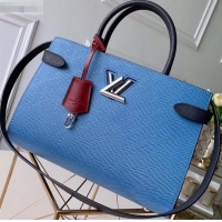 Charming Louis Vuitton Epi Leather Twist Tote Bag M52873 Bleu Jean