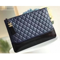 Most Popular Chanel Aged Calfskin Gabrielle Pouch Clutch Large Bag A84288 Navy Blue