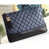 Duplicate Chanel Aged Calfskin Gabrielle Pouch Clutch Small Bag A84287 Navy Blue