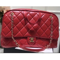 Super Quality Chanel Waxy Calfskin Flap Bowling Luggage Bag CH08755 Red 2019