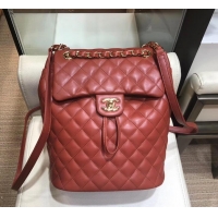 Top Design Chanel Quilting sheepskin Backpack Bag A91121 burgundy with gold hardware