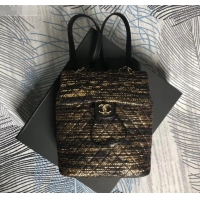 Good Product Chanel Tweed & Gold-Tone Metal large Backpack Bag A69964 2019