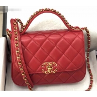 Good Quality Chanel Chain Infinity Flap with Top Handle Small Bag A090508 Red 2019