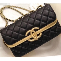 Hot Style Chanel CC Chic Small Flap Bag A57275 Black/Metallic Gold 2019