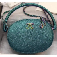 Hot Style Chanel Grained Metallic Lambskin with Rainbow Metal Mini Camera Case Bag AS0764 Green 2019
