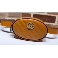 Good Looking Gucci Diagonal GG Marmont Double G Leather Belt Bag 476434 Brown 2019