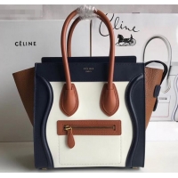 Top Design Celine Micro Luggage Bag in Original Royal Blue/White/Khaki C090904