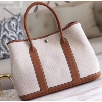 Good Product Hermes Canvas Garden Party 30 Bag Brown/Creamy H091411